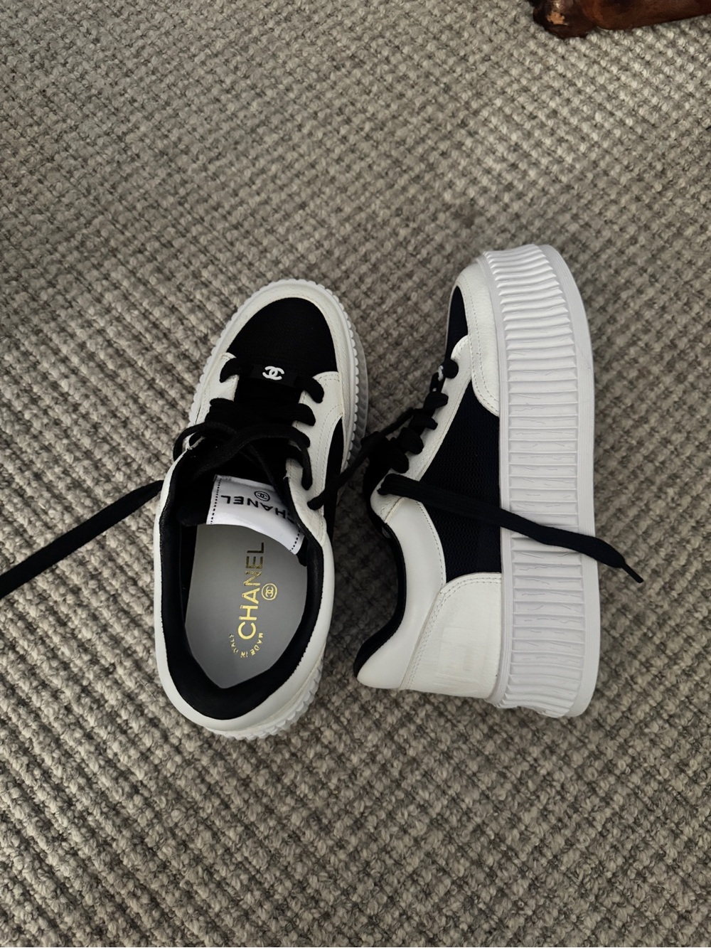 CHANEL Black and White Chunky Platform Sneakers - Picture 7 of 7
